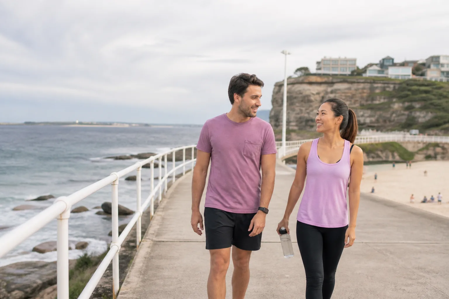 Newcastle singles walking beside the ocean on the New South Wales coast